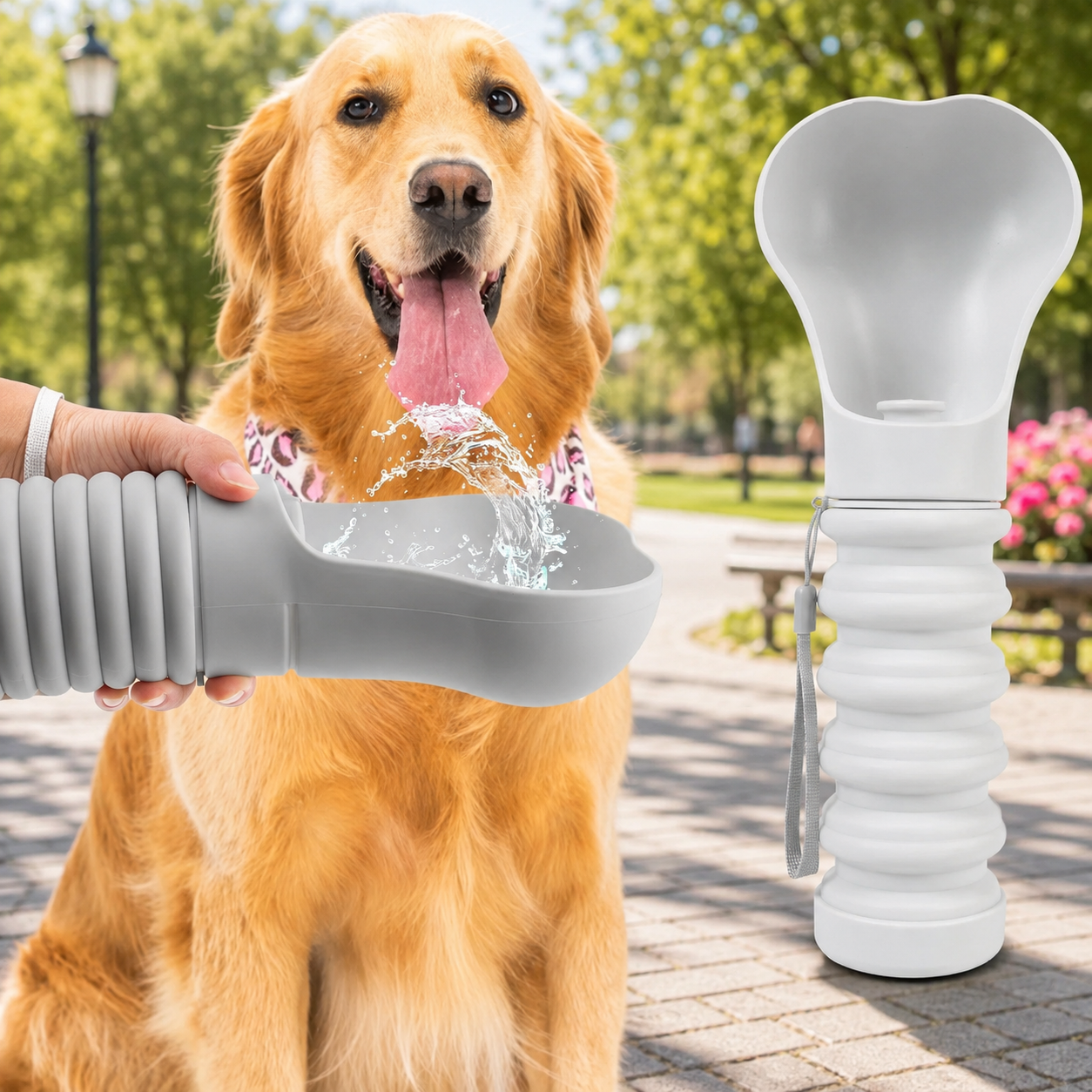 Bebedero port&aacute;til plegable para perros 550 ml